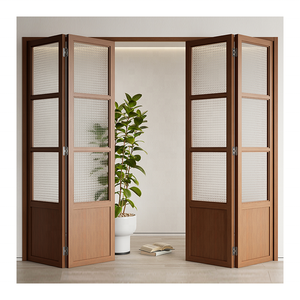 Khung mỏng trong nhà phòng khách phân vùng gỗ trượt gấp cửa kính hệ thống rèm - Product Image 1