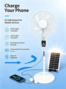 Factory Wholesale Color Box Indoor Cooling Standing Fan With Remote Control Gift Box Fan With Solar Panel <b>For</b> <b>Home</b> - Product Image 1