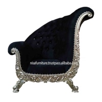 Black Silver Skewed French Baroque High Back Living Room Chairs Living Room Armchair for Home Furniture Solid Wood Mahogany