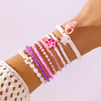 Bracelet élastique tendance bohème avec étoile de mer et coquillages, multi-couches, perles colorées, empilable, extensible, pour femme, vacances d'été