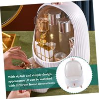 Stock clair mignon pingouin forme cosmétique boîte de rangement avec lumière LED anti-poussière étanche salle de bain vanité tiroir maquillage organisateur