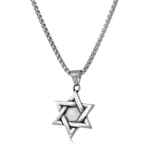 yunnique Stainless Steel Six Pointed Star <b>Cross</b> Pendant Necklace For Men 60cm <b>Chain</b> Gift Jewelry FY231036 - Product Image 3