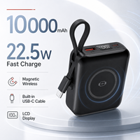 Batterie externe 10000mAh avec câble Type C intégré, charge rapide PD 22.5W, batterie portable avec écran LCD