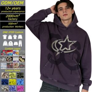 Sudadera con Capucha TKAN751D con Estampado 3D de Espuma Personalizada, Ropa Urbana para Hombre, Estilo Vintage Lavado, Holgada e Informal, 100% Algodón - Product Image 1