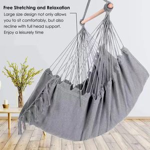 <b>Hammock</b> Chair Large Swing Chair with 2 Cushions Hanging Chair with Chain Load Capacity 330 lb for Indoor Outdoor - Product Image 3