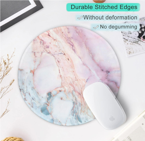 Rectangular Marble Pattern Scratch Proof Heated Cartoon Mouse Pad Art Style Office Desk <b>Mat</b> Pink Blue White Design Stock - Product Image 2