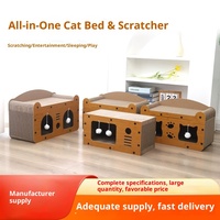 Grande griffoire moderne pour chat en carton et bois, multi-niveaux, écologique, pliable, maison pour chat résistante à l'usure, non-déchirable, thème Noël