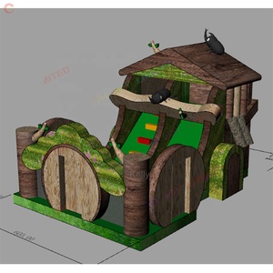6x4.5mH Wooden Theme Inflatable Bouncer <strong>Slide</strong> Forest <strong>Animal</strong> Themed for Sale - Product Image 2