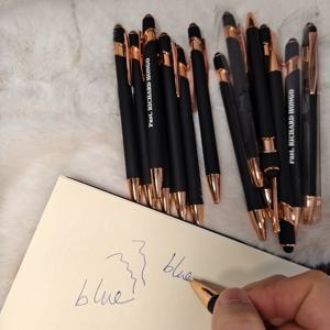 促销定制徽标耐用橡胶涂层金属触摸屏手写笔价格多功能玫瑰金金属圆珠笔 - Product Image 3