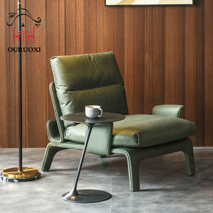 Chaise de loisir inclinable moderne à la mode Sofa <span class=keywords><strong>vintage</strong></span> <span class=keywords><strong>vert</strong></span> en <span class=keywords><strong>cuir</strong></span> avec jambe en métal <span class=keywords><strong>Fauteuil</strong></span> à siège unique - Product Image 1