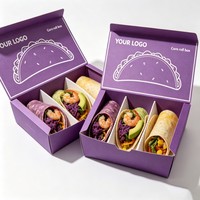 Boîte à tacos en gros pour emporter, emballage cadeau, boîte alimentaire en papier de haute qualité avec séparateurs, emballage pour burger en encre de soja