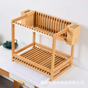 Bamboo Kitchen <b>Dish</b> <b>Rack</b> 2 Tier Quick Dry Storage Organizer For Countertop Use - Product Image 3