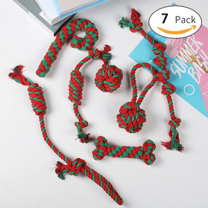 Juguetes de Cuerda para Perros de Navidad, Paquete de 7, Rojo y Verde, para Masticar y Jugar, para Mascotas - Product Image 1