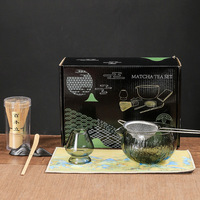 Bol à matcha en verre noir Newell avec bec verseur, accessoires de cérémonie, ensemble de tasses à matcha, bol de cérémonie Chawan, bol à matcha