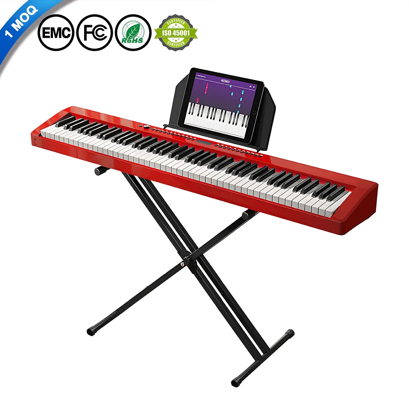 Cademe Portable Electronic Keyboard Piano 88 Keys Weighted Digital Musical Instrument Red Piano For Sale