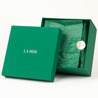 Sérum de luxe soins de la peau cosmétiques mystère boîte-cadeau de base supérieure boîte d'emballage en papier vert brillant à lèvres avec papier de soie