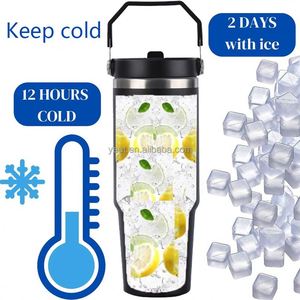 30oz Travel <b>Coffee</b> Mug with Flip Straw Sublimation Blank Tumblers Vacuum Insulated Tumbler with Handle for Adults for Giveaways - Product Image 4