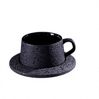 Ensemble de tasses à café en céramique noire émaillée mate rétro haut de gamme - Tasses et soucoupes portables en porcelaine pour le thé de l'après-midi et le petit-déjeuner