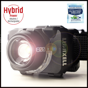 BA781 300Lumen USB-C <b>Rechargeable</b> Hybrid Power LED Headlamp 5 Modes Focus Control Zoomable Water-resist IP65 Head Torch - Product Image 1