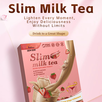 Thé au lait aux herbes pour le contrôle de l'appétit et la perte de poids - Délicieux shake diététique saveur fraise - Antioxydant et stimulant énergétique