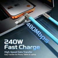 Câble de données USB Type C en silicone liquide à charge rapide 240W haute vitesse pour téléphone portable et tablette