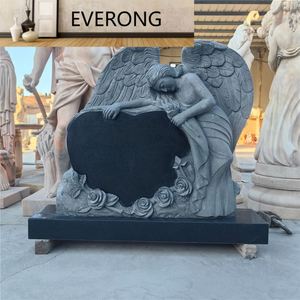 Pierre tombale moderne noire pour extérieur, parc et cimetière, conçue pour monuments Ev05 - Product Image 1