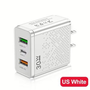 อะแดปเตอร์ชาร์จโทรศัพท์มือถือ 30W 2USB PD Type-C USB C 3 พอร์ต หัวปลั๊ก US EU UK 5V/2.4A ชาร์จไฟแบบติดผนัง - Product Image 3