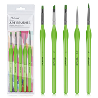 Hechunzi nouvelle couleur verte 5 pièces Triangle poignée Art peinture brosse ronde détail tête peinture Art pinceaux pour acrylique huile aquarelle