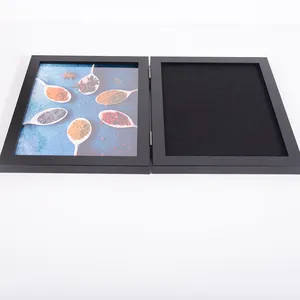 Used for collecting commemorative paintings and photos 6x8 Gray Black Board Stand Family Photo Display Double Side Wood Frame