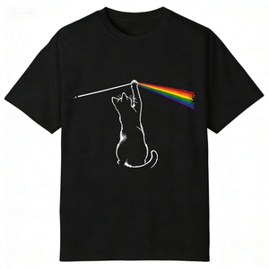 T-shirt divertente con grafica a prisma di gatto, maglietta parodia Rainbow <span class=keywords><strong>Dark</strong></span> <span class=keywords><strong>Side</strong></span> <span class=keywords><strong>of</strong></span> <span class=keywords><strong>the</strong></span> <span class=keywords><strong>Moon</strong></span> da uomo - Product Image 1