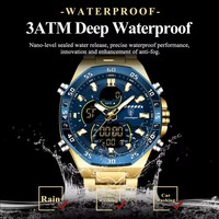 Montres pour hommes POEDAGAR E101, mode, multifonctionnelles, bracelet en acier inoxydable, double affichage, marque de luxe, montre numérique à quartz pour hommes