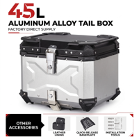 Top Case Moto 45L en Aluminium à Double Verrouillage, Boîte Arrière X-Design Argentée, Coffre Amovible Étanche, Adaptation Universelle