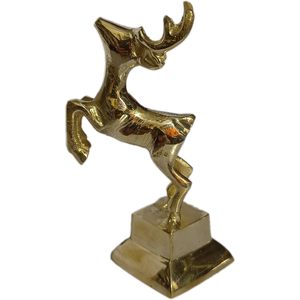 PARIJAT HANDICRAFT Statue de cerf en laiton jambes levées debout renne vaisselle pièce maîtresse pour la décoration intérieure Sculptures d'animaux - Product Image 1