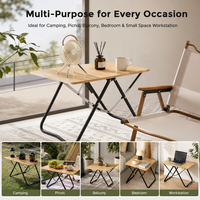 Mesa Plegable de Bambú Estilo Maletín, Mesa Ligera para Acampar, Picnic, Dormitorio, Balcón y Estación de Trabajo para Portátil
