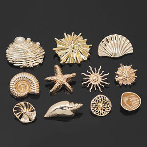 Custom Shell pulsante forma speciale conchiglia di mare conchiglia stella irregolare oro lega di zinco gambo metallo bottone per i vestiti - Product Image 2