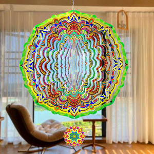 Nuevos Molinillos de Viento Metálicos al por Mayor para Decoración de Jardín y Patio, Molinillo de Viento Bohemio con Mantra, Colgantes Decorativos 3D - Product Image 4