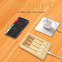 Thermomètre Hygromètre Numérique Sans Fil à Quatre Sondes 2026 avec Alarme, Grande Sonde, Alimentation USB Type-C, Plage -20-120°C, Précis et Facile à Utiliser