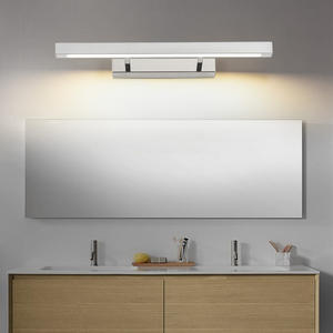 Miroir lumineux LED moderne à fixation murale, finition chromée industrielle, lumière de salle de bain, aluminium imperméable - Product Image 4