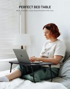 Máy tính xách tay giường bàn có thể gập lại Lap Bảng di động nghiên cứu đứng với cup chủ máy tính bảng Khe cắm nâng xử lý cho công việc bằng văn bản ăn uống - Product Image 6