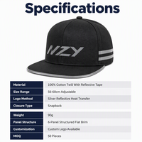 Casquette de cyclisme de sécurité 6 panneaux pour la conduite nocturne, avec broderie argentée réfléchissante, visibilité à 360°, 100% polyester, personnalisable en gros