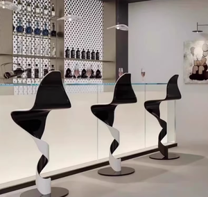 Tabouret haut de bar décontracté en acier inoxydable avec dossier, style design commercial moderne et artistique, pour comptoir d'accueil - Product Image 3