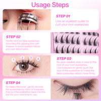 Extensions de cils en grappe auto-adhésives sans colle, pré-collées, à poser soi-même, style Hare, pour débutants et maquillage en salon