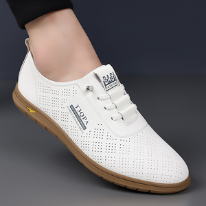 I3OPA รองเท้าลำลองหนังสีขาวสำหรับผู้ชาย พื้นรองเท้านุ่ม รองเท้าสำหรับใส่ทำงานในสำนักงาน สไตล์วัยรุ่น ดีไซน์ระบายอากาศได้ดี - Product Image 3