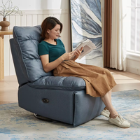 Fauteuil inclinable sans bras en cuir gris moderne avec technologie de l'air, tissu nuage, fauteuil à bascule électrique étanche pour la lecture et le bureau