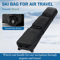 Sac de transport à roulettes pour ski et snowboard, avec roues pour voyage aérien, en tissu 900D, extensible de 155 à 185 cm, protection rembourrée polyvalente pour skis doubles, bottes et casque