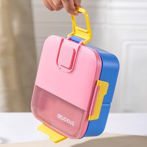 Boîte à lunch portable de 1100 ml réutilisable à trois compartiments, en plastique de qualité alimentaire, pour l'école, le bureau, les enfants, avec couverts et récipient à sauce - Product Image 3