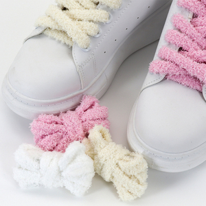 2026 New KJ Fuzzy Fluffy giáng sinh Giày ren 1cm cozzy bootlaces tùy chỉnh màu rắn màu sang trọng đôi lớp phẳng dây giày - Product Image 1