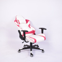 Chaise d'ordinateur en cuir blanc de qualité supérieure avec dossier inclinable et coussin d'assise confortable, chaise de jeu professionnelle