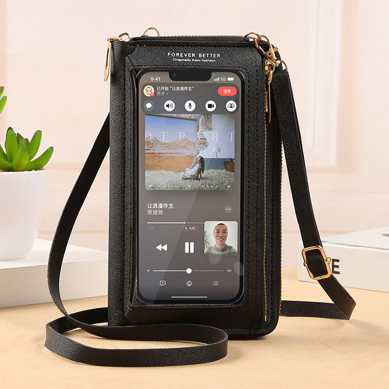 Leather Crossbody Touchable Leather Phone Bag Crossbody Phone Bag