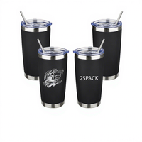 Lot de 25 gobelets isothermes en acier inoxydable de 20 oz avec couvercle et paille, à double paroi, pour café de voyage – Expédition depuis l'entrepôt américain